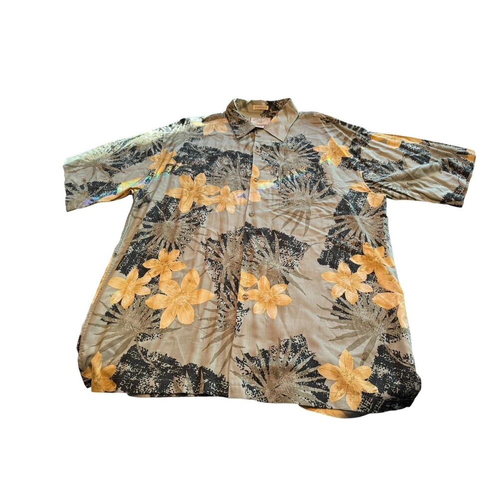 Vintage Hibiscus Hawaii Aloha‎ Shirt XL Rayon Floral Hawaiian Tropics Parrothead